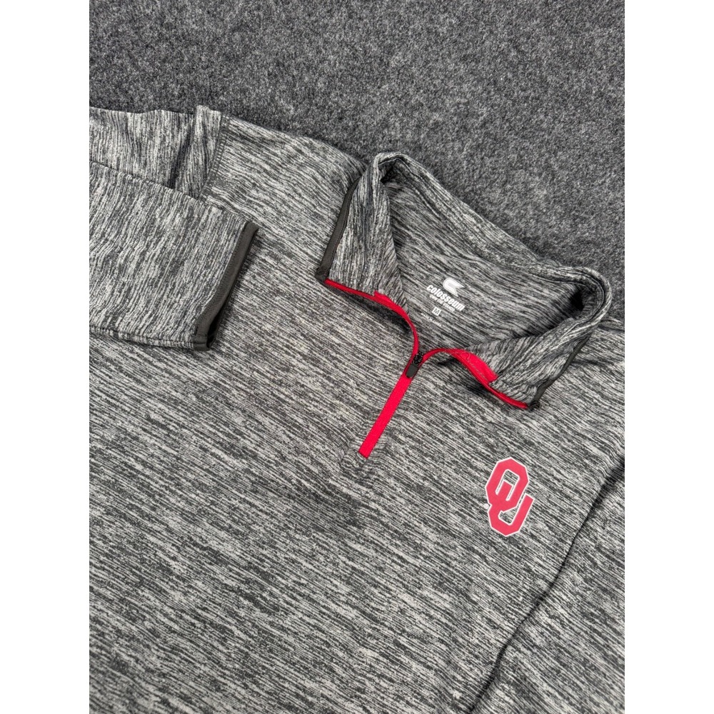 Colosseum Oklahoma Sooners 1/4 Zip Pullover Mens Medium Gray Performance
